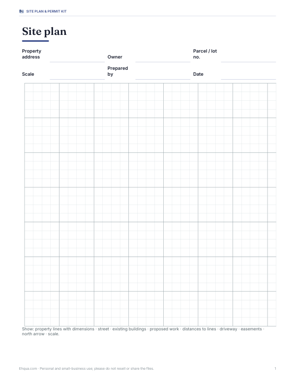 Preview of Printable Site Plan Drawing Sheet